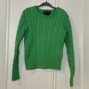 Ralph Lauren Green Pink Pony Sweater Size 7 (Girls S)